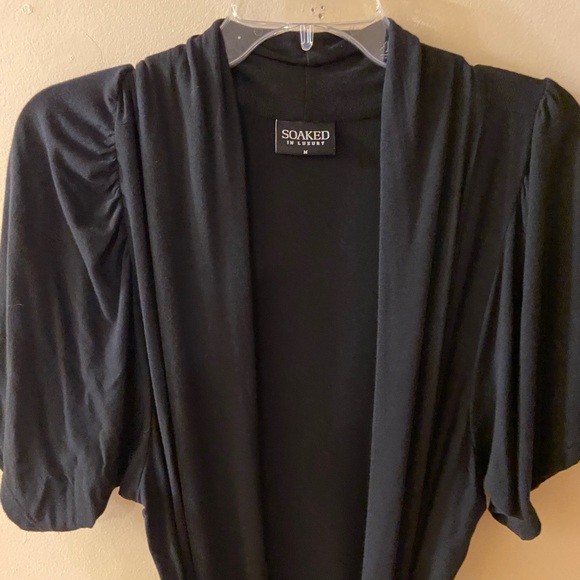 Black short sleeved bamboo cardigan with belt size medium - Picture 2 of 12